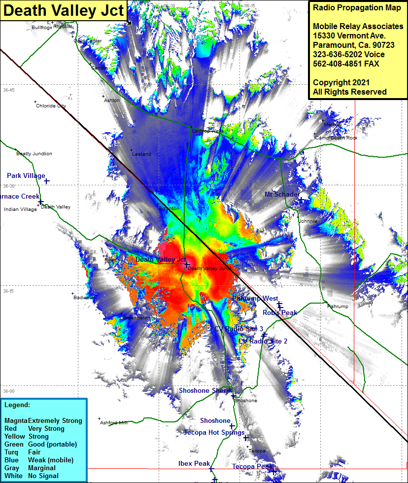 heat map radio coverage Death Valley Jct